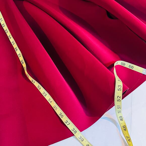 Badgley Mischka Scuba Double Breasted Pleated Short Sleeve Dress Sz 12 Burgundy - Picture 10 of 11